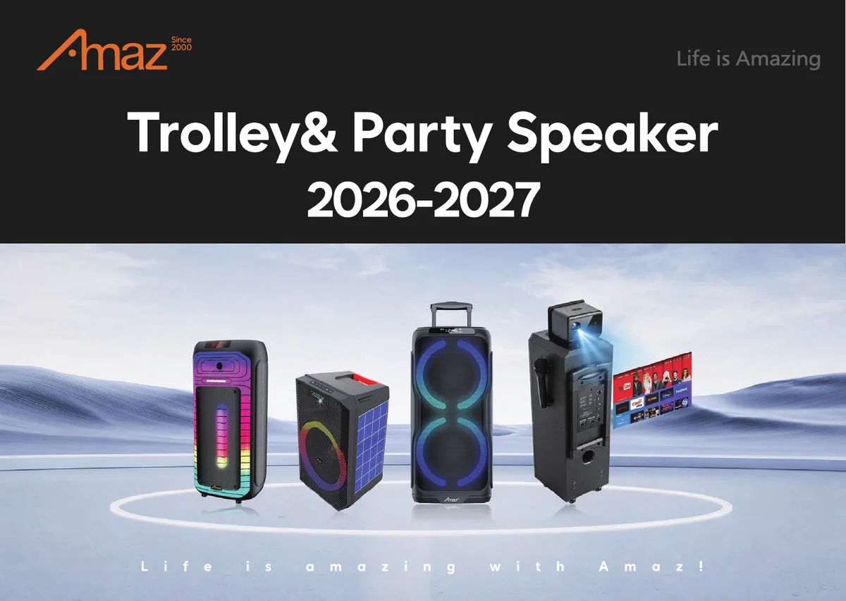Cover of the current AMAZ trolley and party speaker catalogue