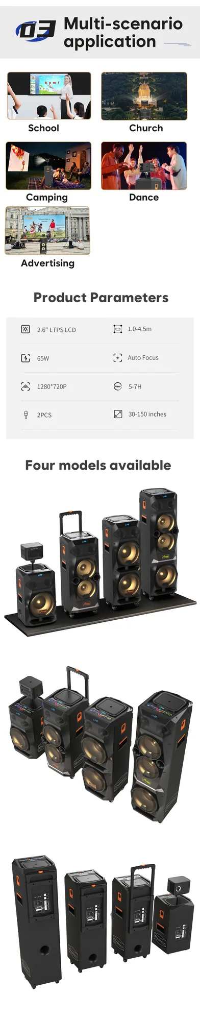 Supplied projector speaker feature sheet three