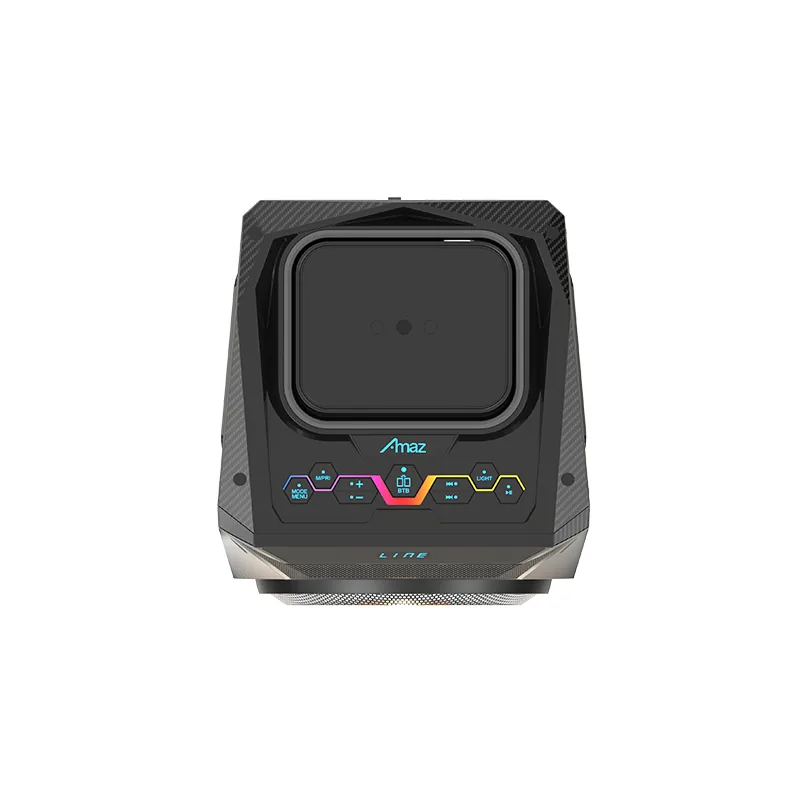 Integrated projector and top control area in supplied product artwork