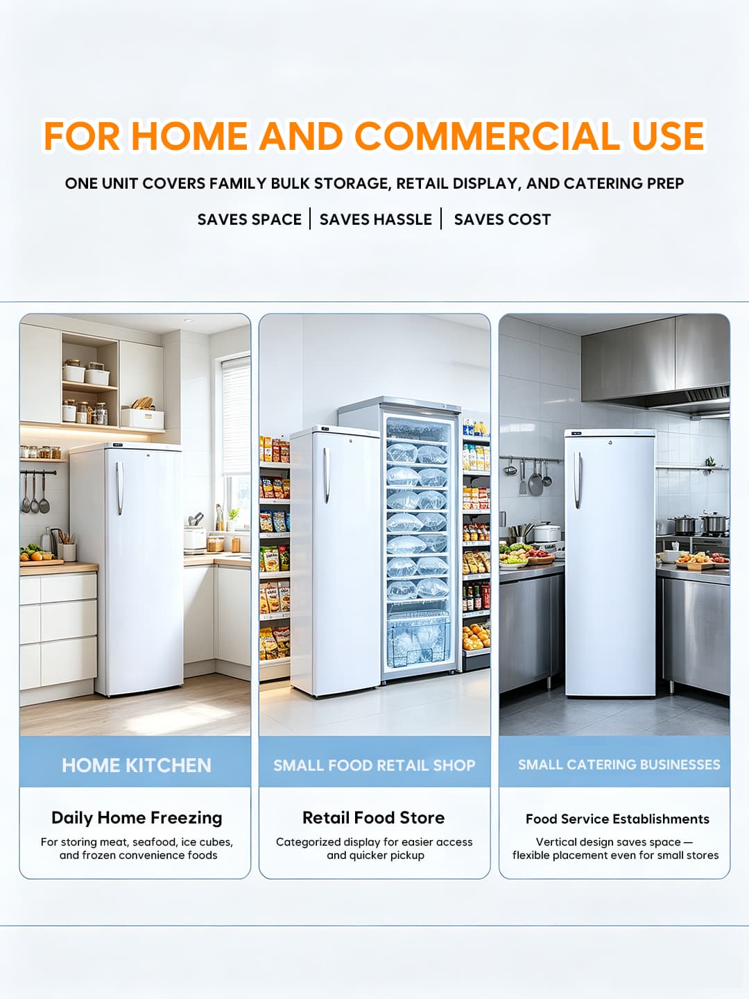 Supplier-provided upright freezer application-scene artwork