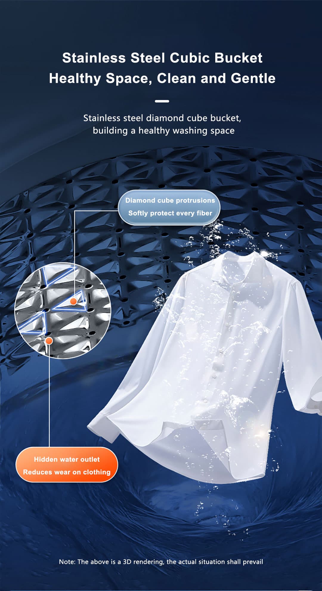 Top-load washer stainless-steel inner-cylinder product artwork