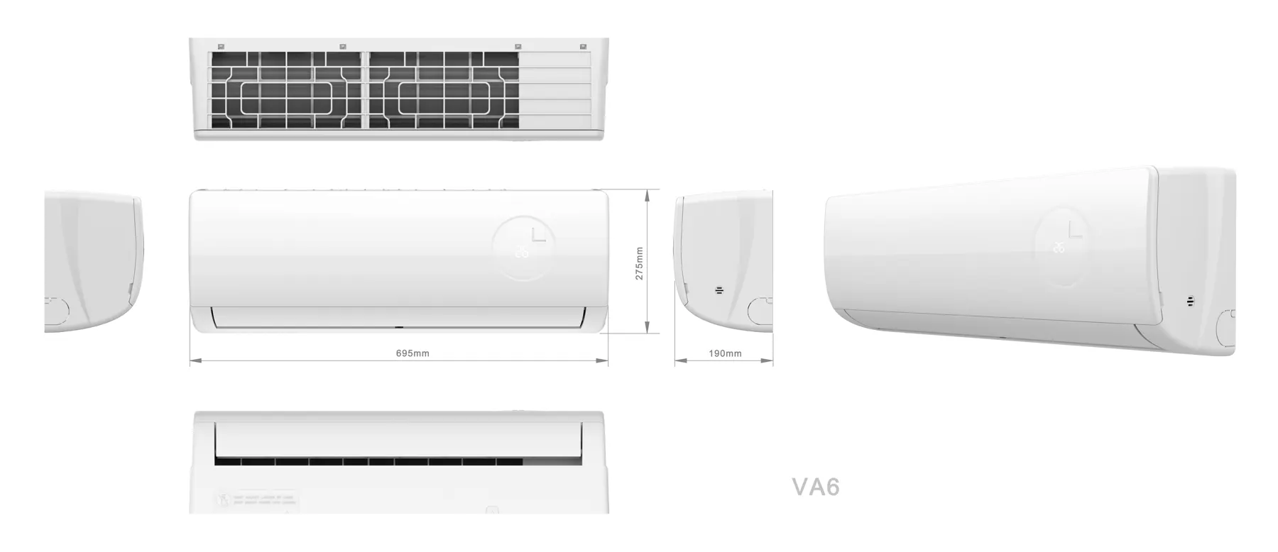 AL882 supplied indoor-unit dimensional drawing
