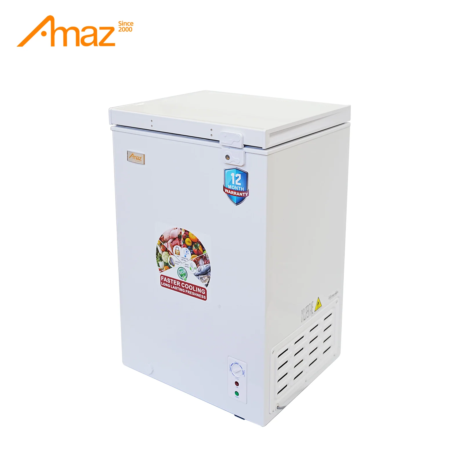 Chest freezer right-angle view