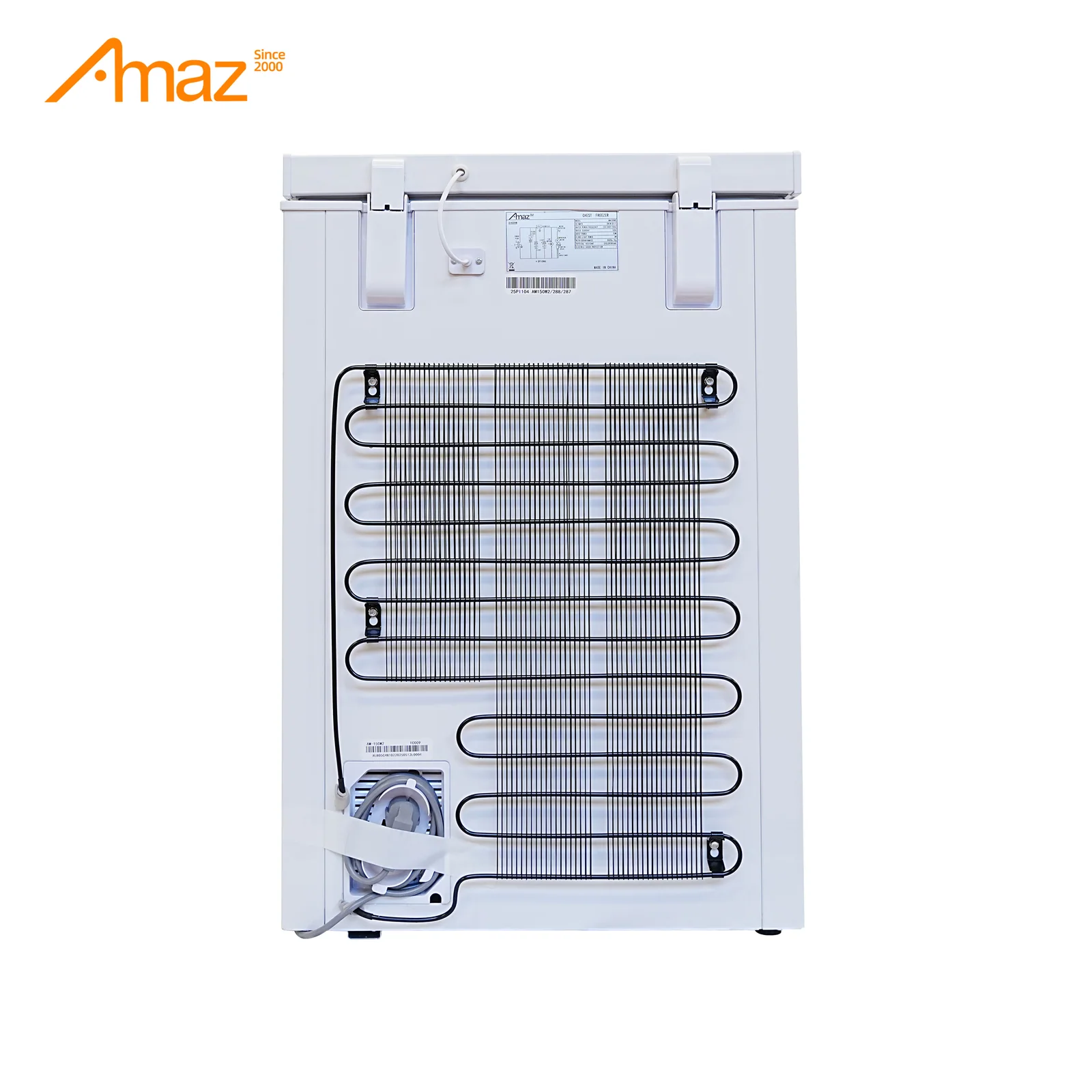 Chest freezer rear condenser view