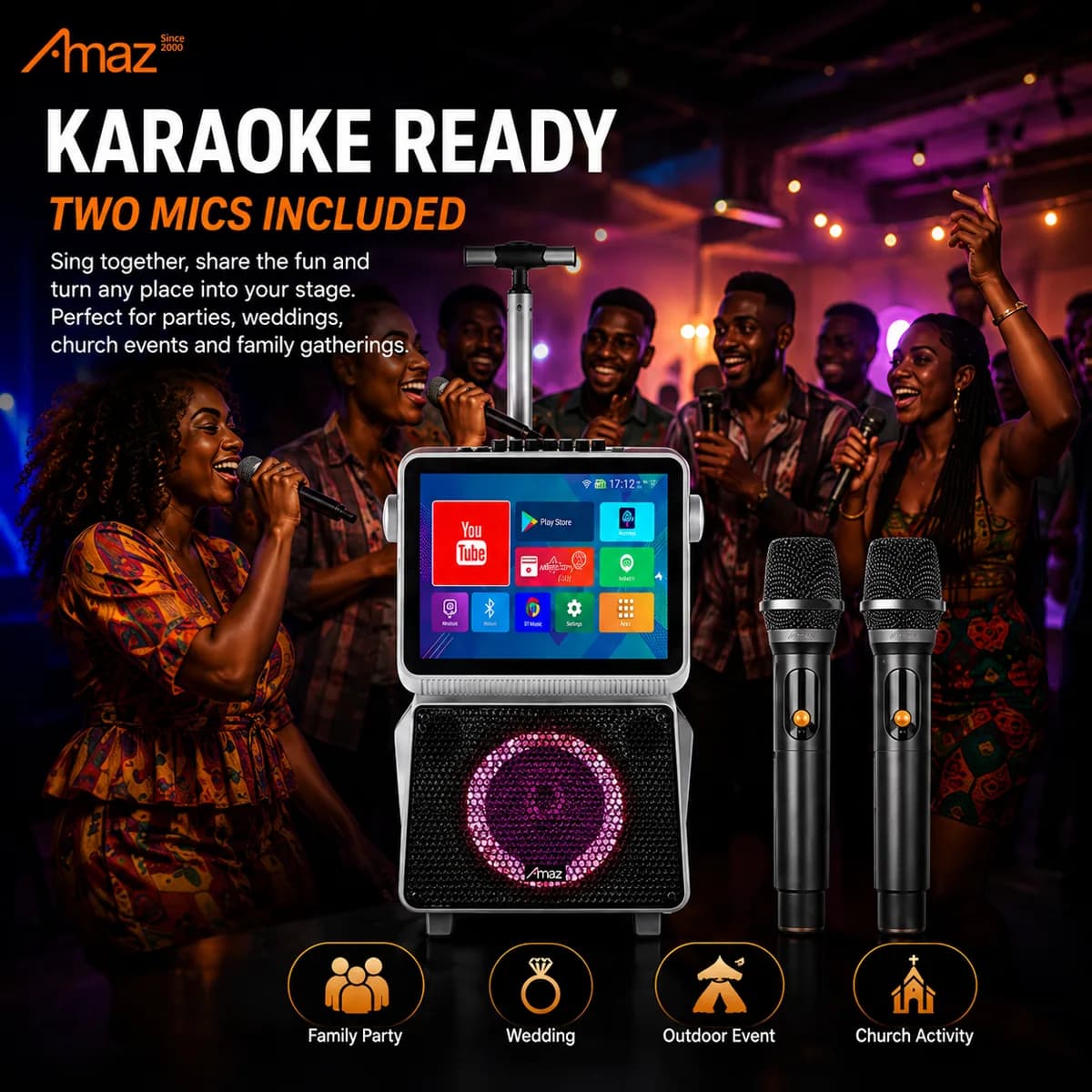 AL-PAV02 karaoke use and dual microphone artwork