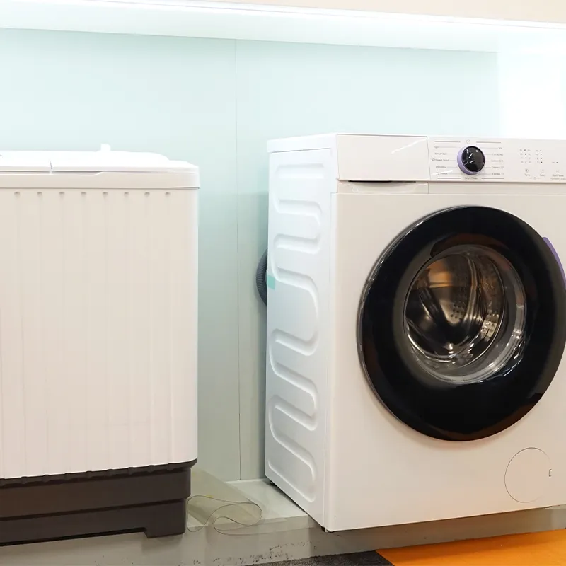 Front-load washer control panel and detergent drawer