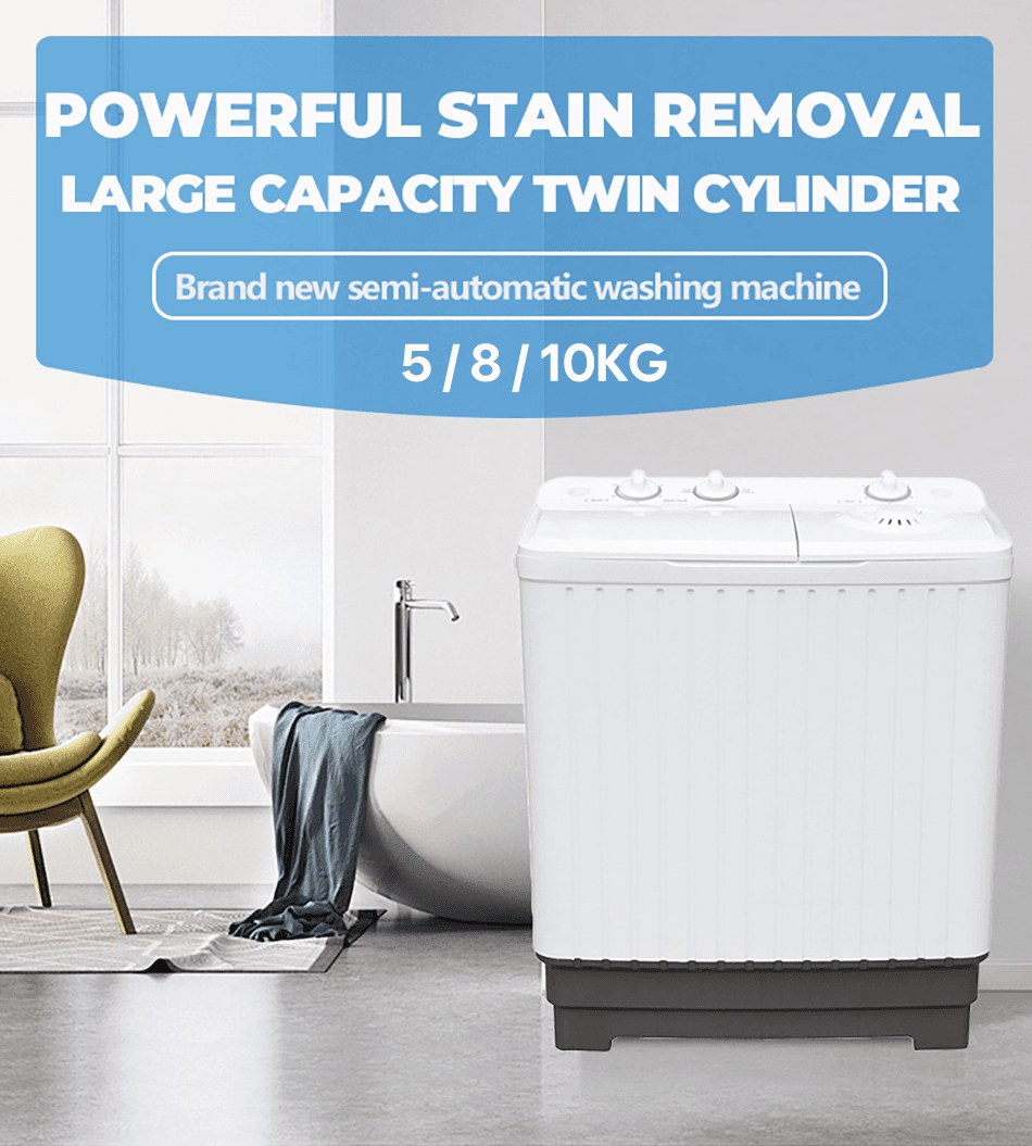 Twin-tub washer capacity and stain-removal product artwork