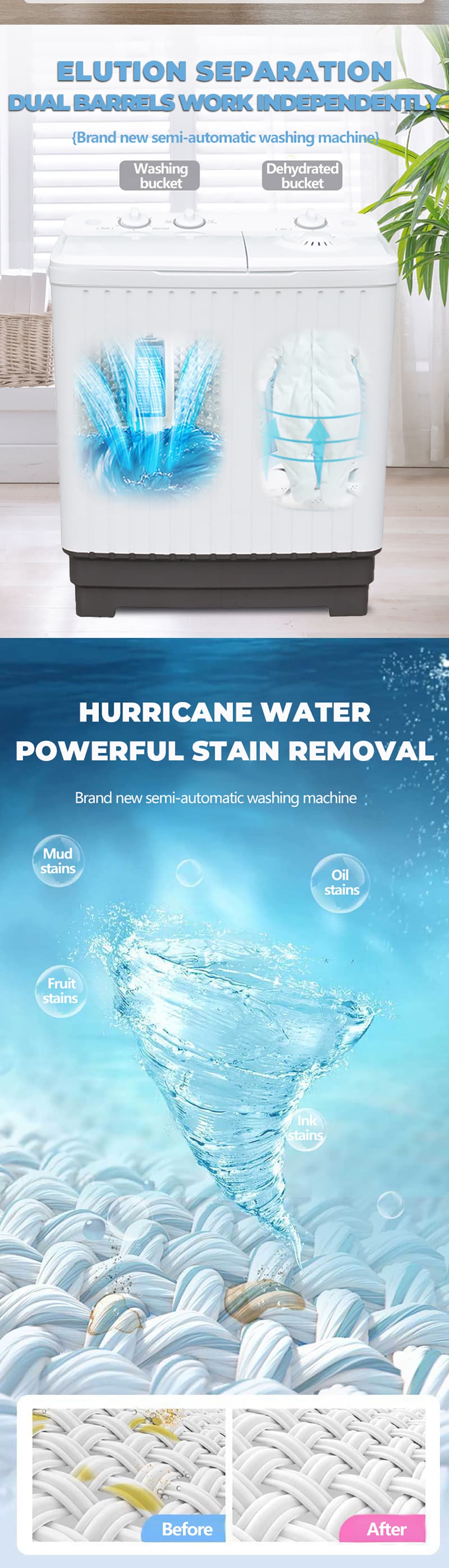 Twin-tub washer independent wash and spin feature artwork