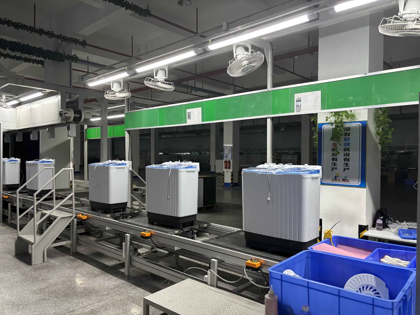 Twin-tub washing machines in the supplied factory photograph